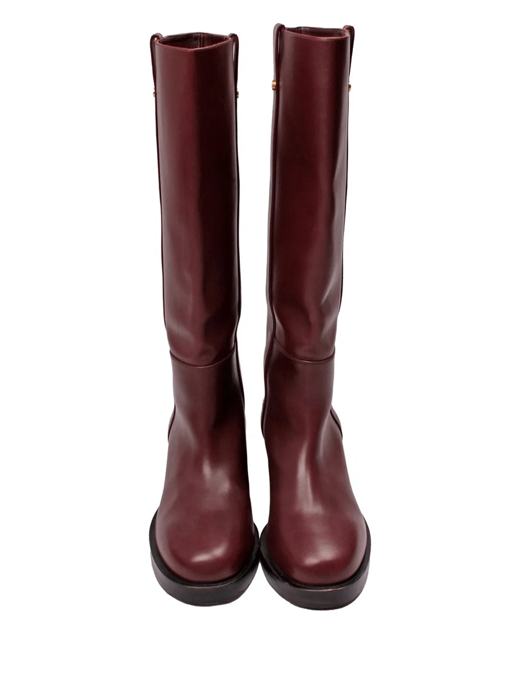 Valentino Troopup Burgundy Leather Riding Boots